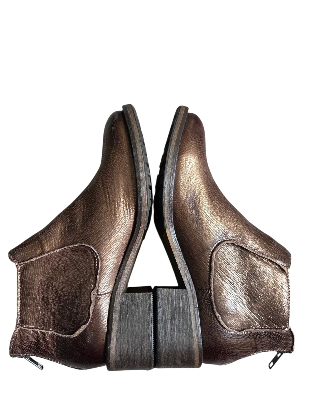 Modern Vintage Metallic Brown Chelsea Ankle Boots 38.5 /8.5